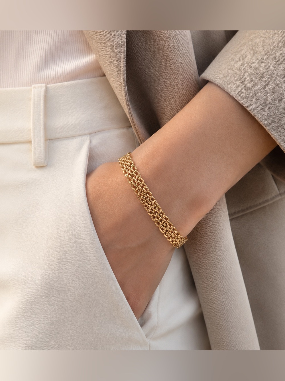 Gold Layered Chain Bracelet Luxury Bracelet